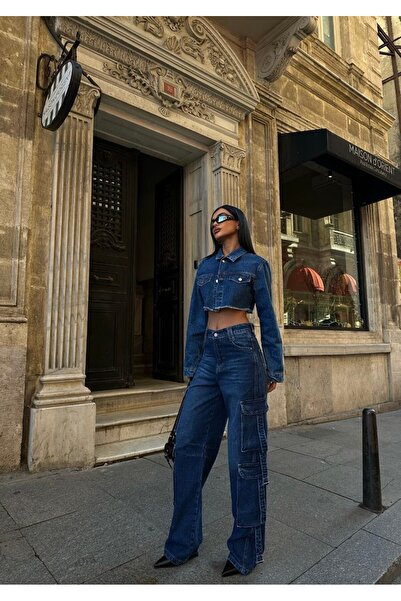 Özman Butik Göbek Üstü Ön Cepli Kot Ceket