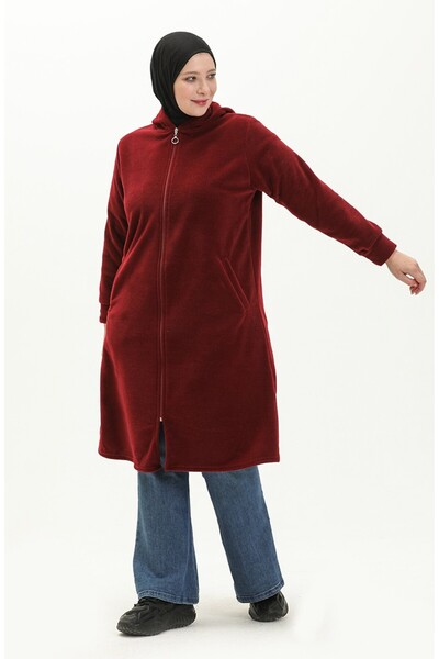 Kardelen Butik Ümraniye Hooded Fleece Cardigan - Araboy Zippered