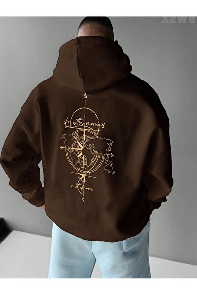 OVER HEAD Чоловічий худі з принтом компаса, 3 нитки, оверсайз