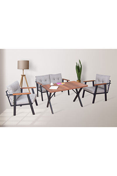 Kırlenta KIRLENTA ERCİYES GRİ 2+1+1+ MASA ( 110 X 70 ) BAHÇE BALKON TAKIMI ÇA...