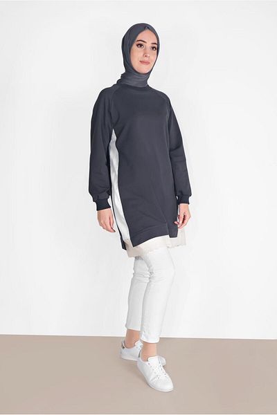 TRENDTESETTÜR Women's Gray (SMOKED) Skirt Tip Laced Piece Tunic 75025