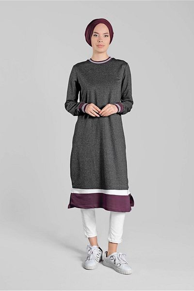 TRENDTESETTÜR Women's Gray (ANTRESIT) Gray Cotton Tunic 9428