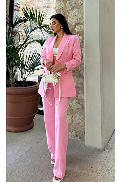 SUXİRCNHTMTS Kadın Tek Düğmeli Ceket Pantolon Takım