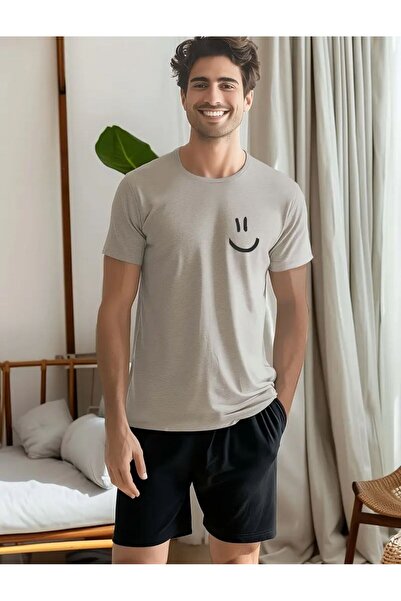 caddekombin Σετ με κοντό μπλουζάκι με χαμογελαστό πρόσωπο, φαρδύ πόδι, άνετο ...