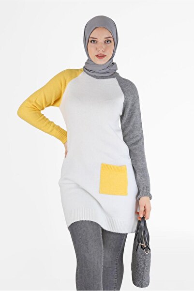 Alvina TRI-COLOR POCKET DETAILED KNITWEAR TUNIC 42053