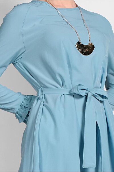 TRENDTESETTÜR Women's Blue (AQUA) Ruffle Sleeve Tunic 11715