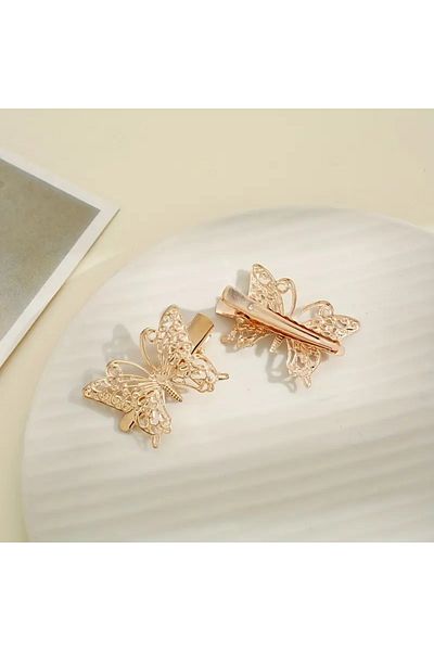 Eva Flore 2Pcs Cute Gold Butterfly Hair Clip