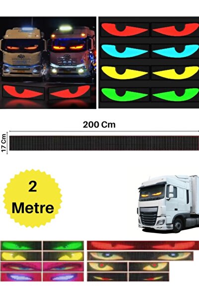 SONREİR 200 Cm Şeytan Led Gözler Animasyonlu Araba,kamyon,otobüs Kumandalı Esnek Ön Arka Cam Rgb Led Ekran
