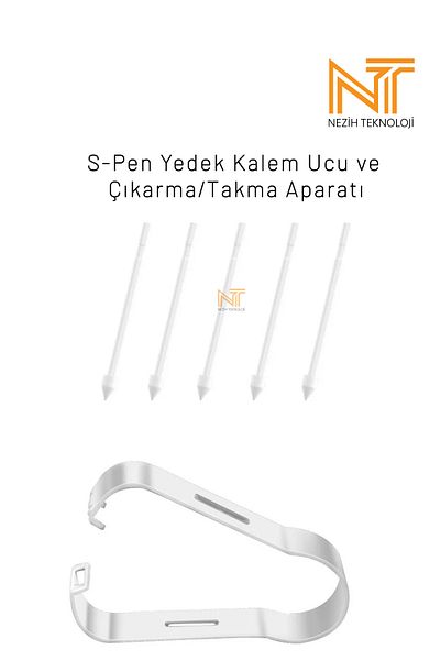 Nezih Case رأس قلم احتياطي من S-Pen وجهاز تثبيت - 5 رؤوس قلم احتياطية، متوافقة مع جميع موديلات S-Pen