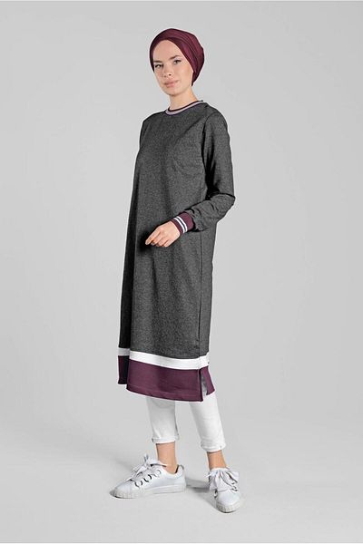 TRENDTESETTÜR Women's Gray (ANTRESIT) Gray Cotton Tunic 9428