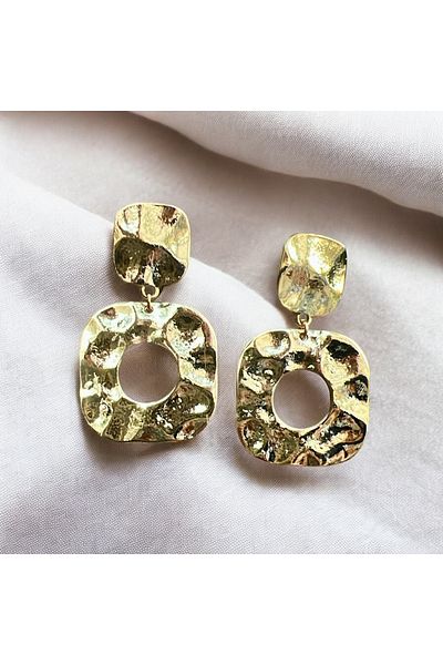 Kutcha Accessories Gold Textured Hoop Earrings with Modern and Shiny Design