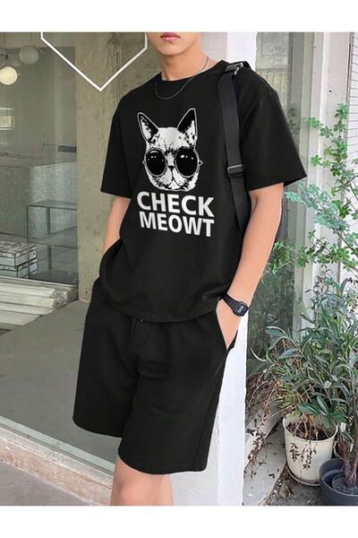 caddekombin فحص مطبوعة للجنسين تي شيرت قصير فضفاض الساق مريحة يموت أسود أسفل ...