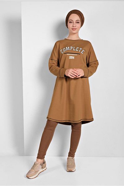 TRENDTESETTÜR Βαμβακερό Tan Tunic - Γυναικείο, Λεπτομέρεια με κείμενο, 18515