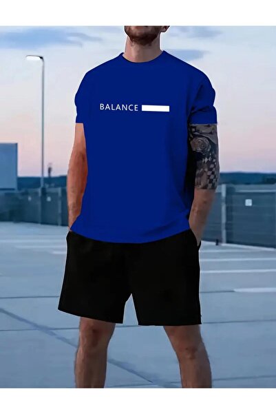 caddekombin Ανδρικό μπλουζάκι Bl με τύπωμα Σετ κοντό μπλουζάκι με φαρδύ πόδι,...