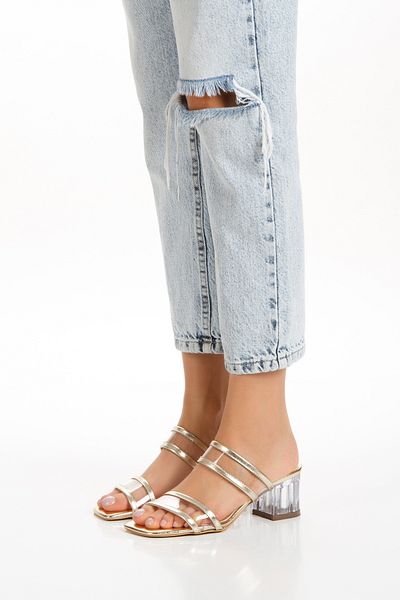 Kapriss Women's Transparent Heeled, Transparent Banded Summer Slippers