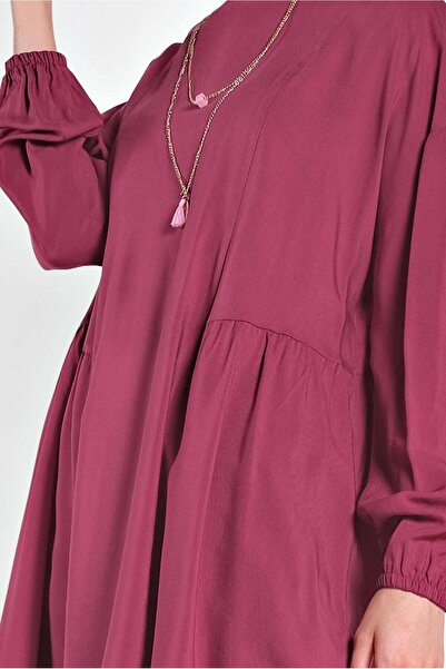 TRENDTESETTÜR Women's Purple (BEGONVİL) Pleated Detailed Casual Tunic 4300