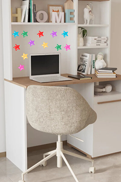 Dekals 36 Adet Küçük Boy Yıldız Karışık renkli yuvarlak köşeli yıldız sticker...