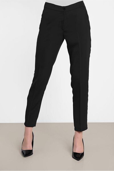 TRENDTESETTÜR Women's Black Sequin Sequin Stripe Detailed Trousers 7565