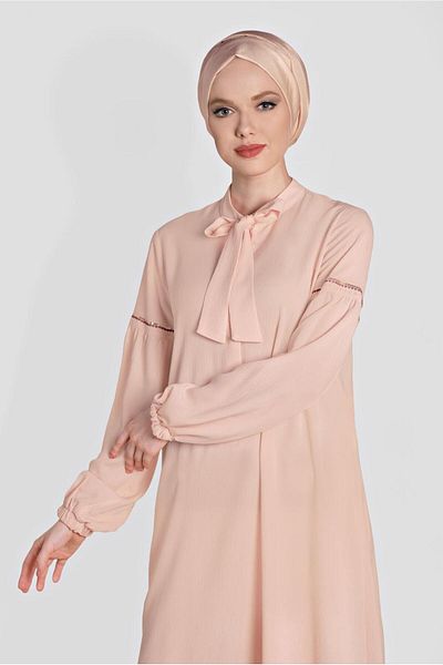 TRENDTESETTÜR Women's Powder Collar Tied Loose Tunic 4337