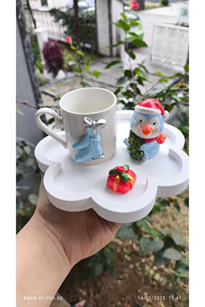 e&e süs dükkanı Kış temalı özel tasarım kahve fincanı modeli