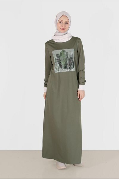 Alvina PUL PAYET DETAILED PATTERNED DRESS 42436