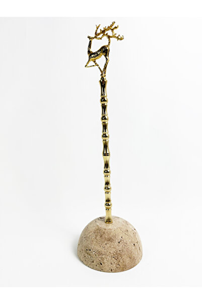 Modestmar Gold Travertine Marble Bath Towel Holder - Globe Footed Flying Deer