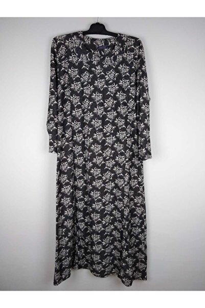 YAŞAR TRİKO Γυναικείο Μαύρο Κρεμ Πεντάγωνο Πέτο Μακρυμάνικο Σουέντ Εποχιακό Μητρικό Φόρεμα