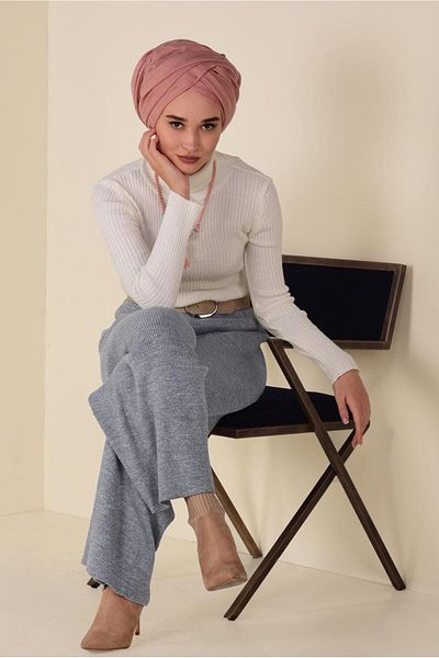 TRENDTESETTÜR Women's Gray Corded Knitwear Trousers 7400