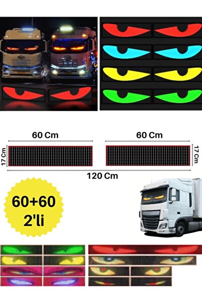 SONREİR Animasyonlu 60 60cm 2'li Şeytan Led Gözler Araba Kamyon Otobüs Kumand...