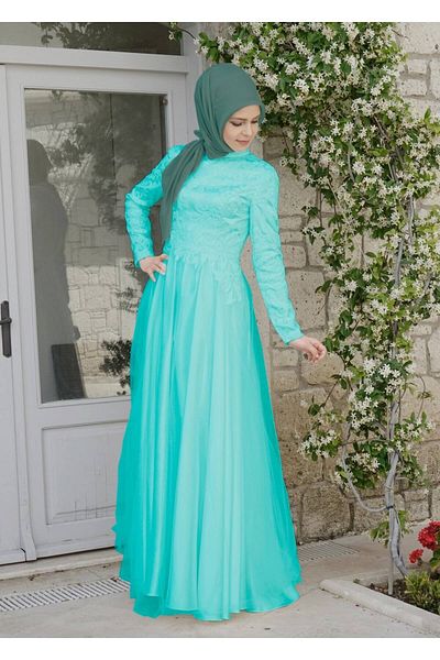 TRENDTESETTÜR Γυναικείο βραδινό φόρεμα Green Judge Collar - MINT 5018