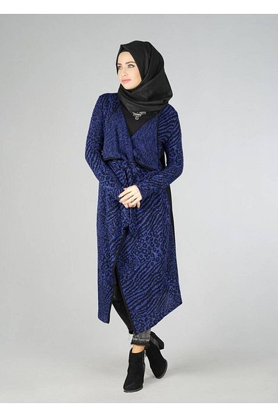 TRENDTESETTÜR Women's Black (BLACK-SAX) Patterned Tunic 4554