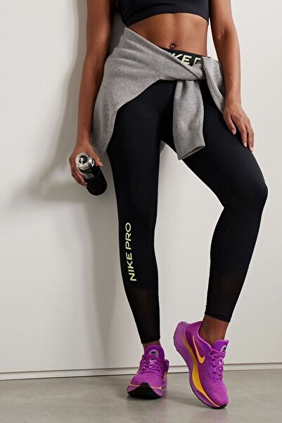 Nike Pro Mid-Rise Full-Length Novelty Training Siyah Kadın Tayt