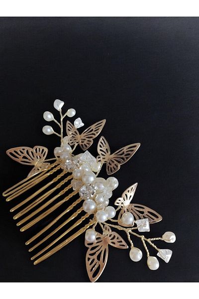 Eva Flore Butterfly Pearl Comb Buckle