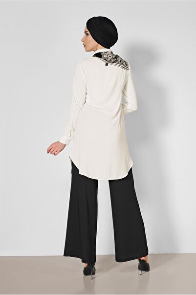 TRENDTESETTÜR Women's Ecru Pocket Classic Tunic 4164