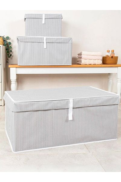 Smyak Gray 70X40X30 3Pcs - Multi-Purpose Box with Lid
