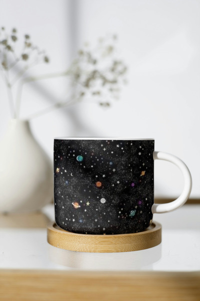 EYBaskı Tasarım Stripe Character Pattern Printed Nescfe Cup