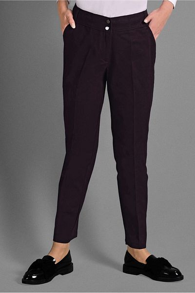 TRENDTESETTÜR Women's Burgundy Cotton Pocket Detailed Trousers 7253