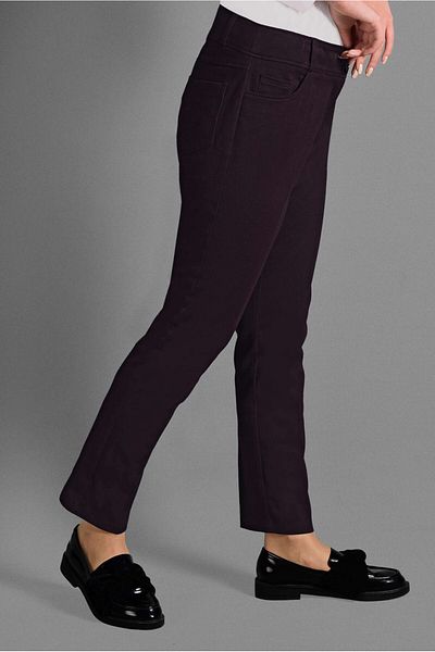 TRENDTESETTÜR Women's Burgundy Cotton Pocket Detailed Trousers 7253