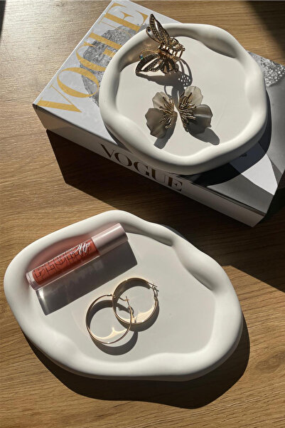 SUNARTHOME BULUT VE OVAL İKİLİ DEKORATİF TABAK & SUNUM-TAKI-AKSESUAR TEPSİ