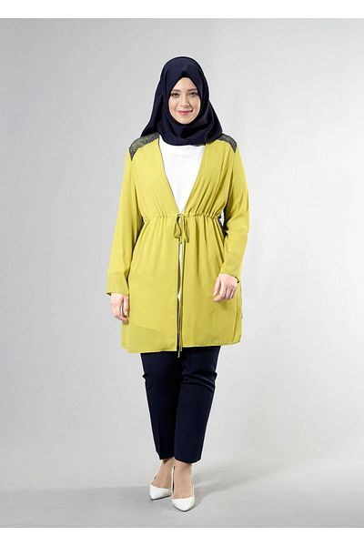 TRENDTESETTÜR Γυναικείο πράσινο (MINT) T 2516 Port Crep Flat Hijab Jacket