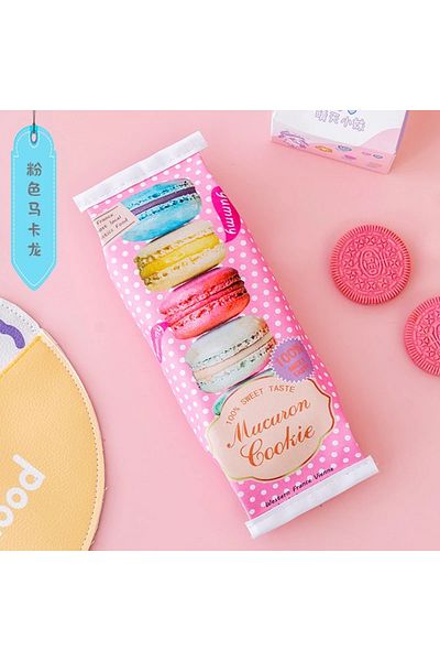 synshop Kawaii Korean Macaron Pattern Pen and Makeup Bag Organizer for Birthday