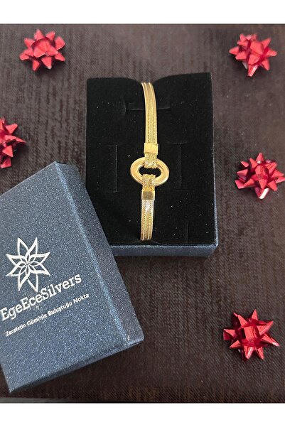 EgeEceSilvers GÜMÜŞ ÜZERİNE ALTIN KAPLAMA 3 SIRA ELİPS MODEL TRABZON HASIR Bİ...