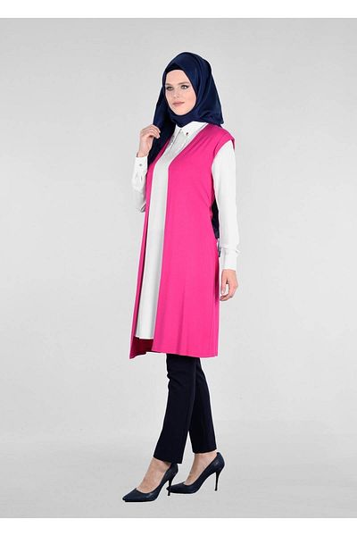 TRENDTESETTÜR Women's Fuchsia T 4551 New Viscon Lycra Hijab Tunik