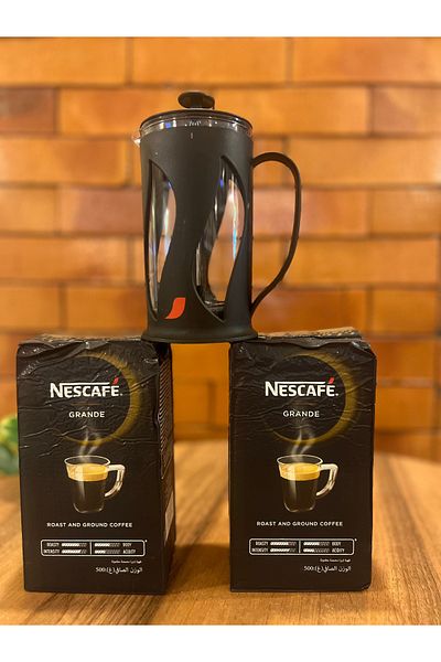 Nescafe Grande Filter Coffee 500Gr X 2 Pcs with French Press as a Gift.