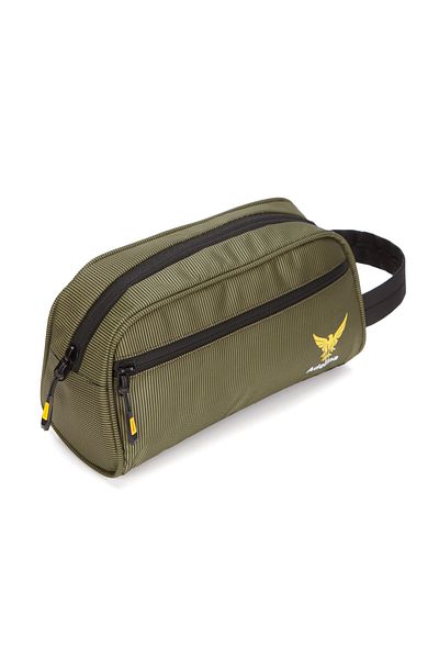 Adelina Bags Men's Fabric Clutch Bag Water Repellent Zipper Travel Shaved Cosmetic Bag