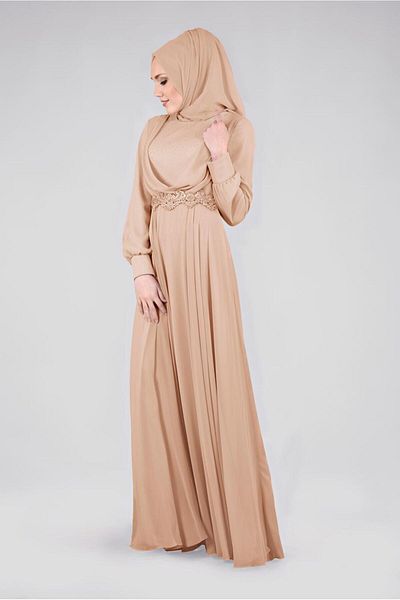 TRENDTESETTÜR Βραδινό φόρεμα Multi Chiffon με Πέτρα Κεντημένη Μέση 5357