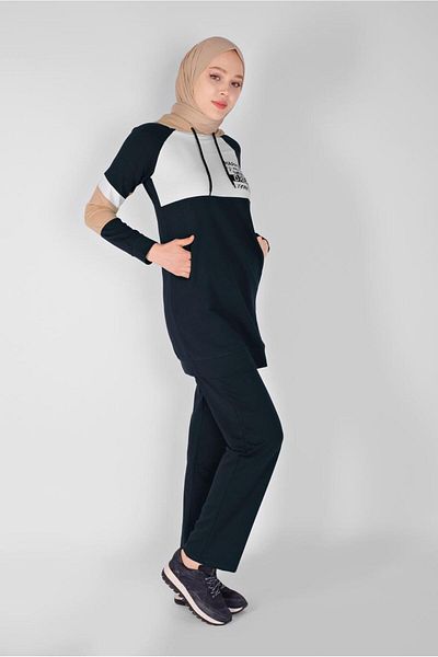 TRENDTESETTÜR Σετ αθλητική φόρμα με κουκούλα Navy Blue - Σετ 2 3508