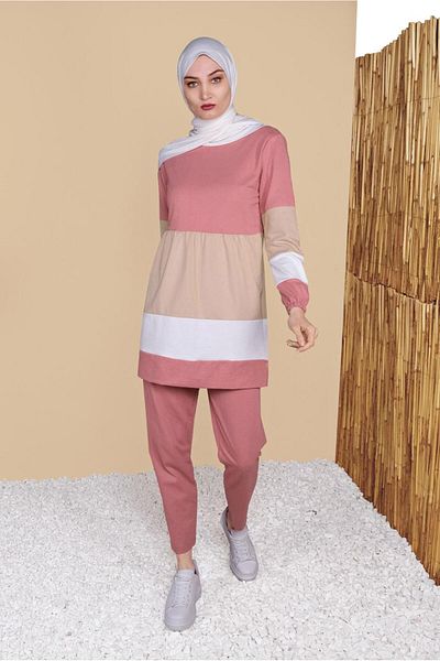 TRENDTESETTÜR Γυναικείο Ροζ (ROSE) Τρίχρωμο Παντελόνι Φόρμα 9355