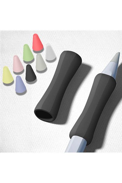 Sneezy حامل قلم من السيليكون الناعم المتوافق مع Apple Pencil 1-2 Generation Pro USB-C و8 قطع من واقي رأس القلم
