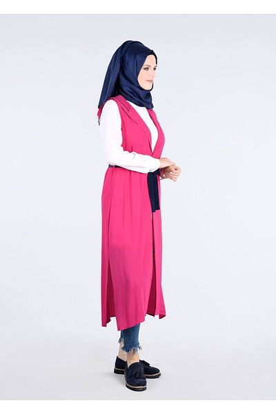 TRENDTESETTÜR Women's Fuchsia T 4450 Sheraton 2-piece Hijab Tunik